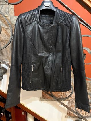 Giubbino donna pelle Zara nero