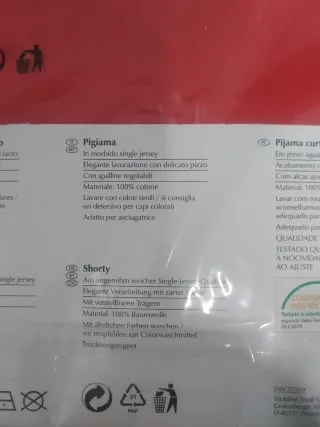 Pijama koncert tirantes rojo corto Jolinesse S 38/