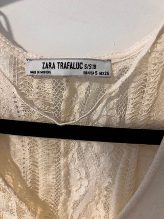 Blusa Zara Talla S Encaje Beige