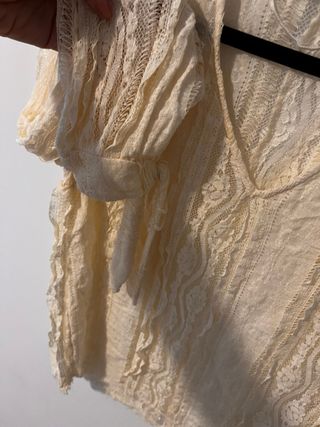 Blusa Zara Talla S Encaje Beige