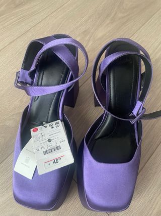 Zapatos Lila Plataforma Tacón Nuevo