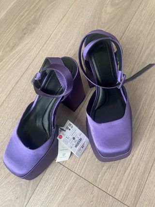 Zapatos Lila Plataforma Tacón Nuevo