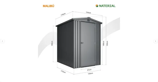 Caseta Metal Naterial Malibu Gris 2.57 m²