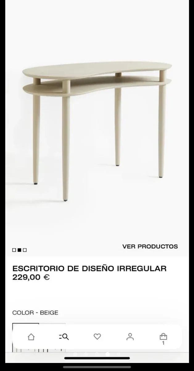 Escritorio gris moderno curvo madera, casi nuevo