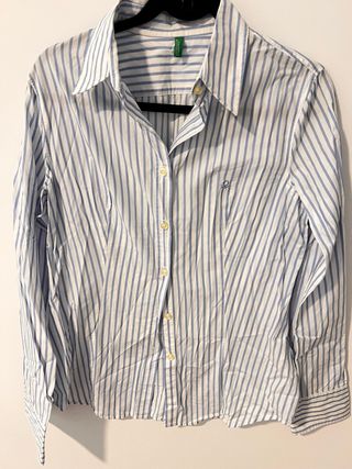 Camisa Benetton Rayas Azul y Blanco