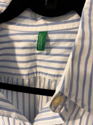 Camisa Benetton Rayas Azul y Blanco