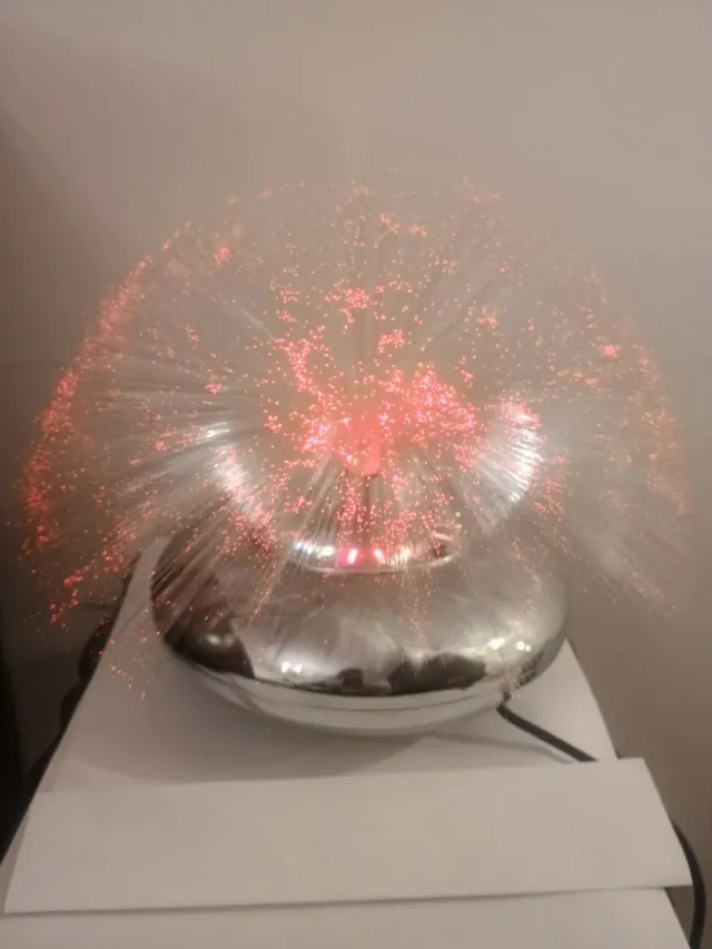 Lámpara Óptica Vintage Fibra Óptica Rosa/Plata