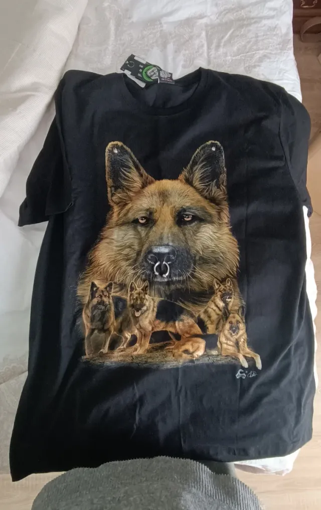 Camiseta Negra XXL Perros Pastor Alemán