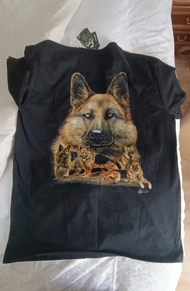 Camiseta Negra XXL Perros Pastor Alemán