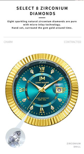 Reloj Jonny Moore Hombre Oro y Verde