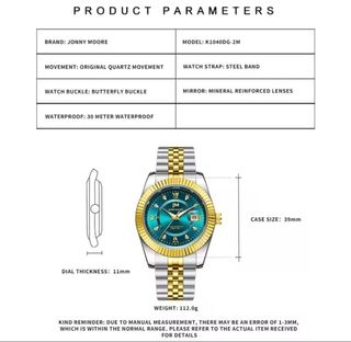 Reloj Jonny Moore Hombre Oro y Verde