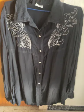 Camisa Negra Talla Grande XXXL Bordada