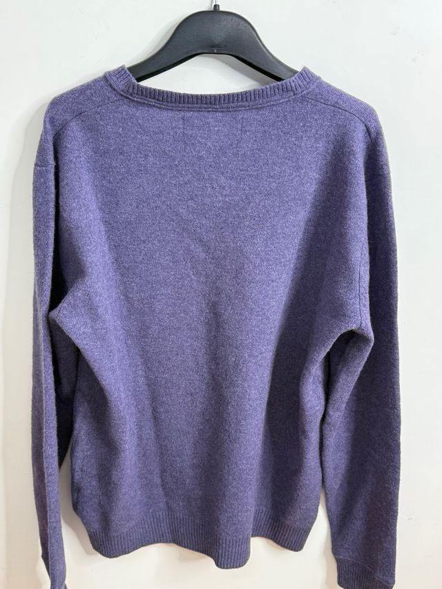 Maglione vintage scollo a V in lana e cashmere