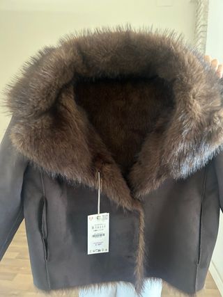 Chaqueta Zara reversible pelo marrón