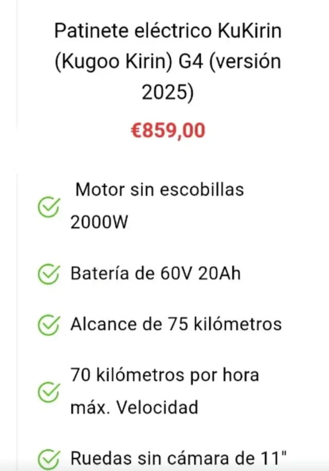 Patinete Eléctrico Kukirin G4