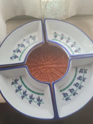 Set antipasto 4 stagioni porcellana e vimini