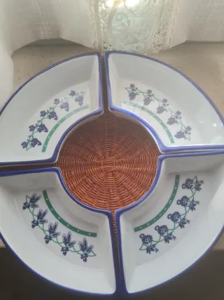 Set antipasto 4 stagioni porcellana e vimini