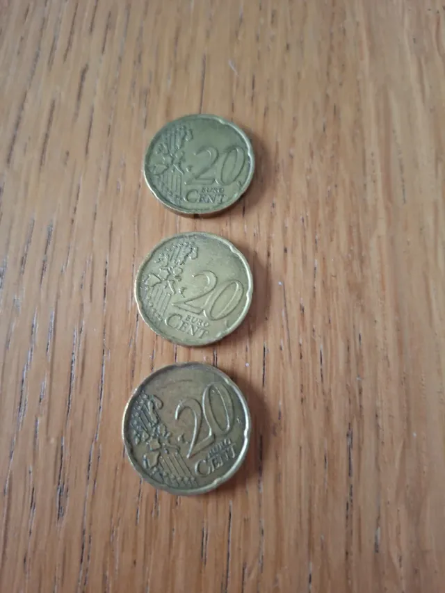3 Monedas 20 Céntimos Euro