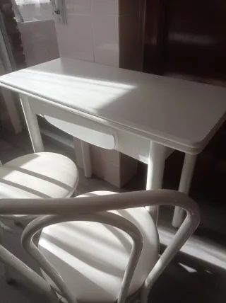 Mesa de cocina extensible blanca