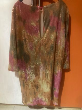 Vestito paillettes oro e rosa