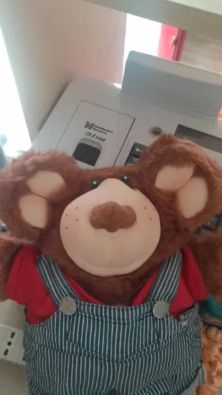 Orsacchiotto peluche con salopette e scarpe