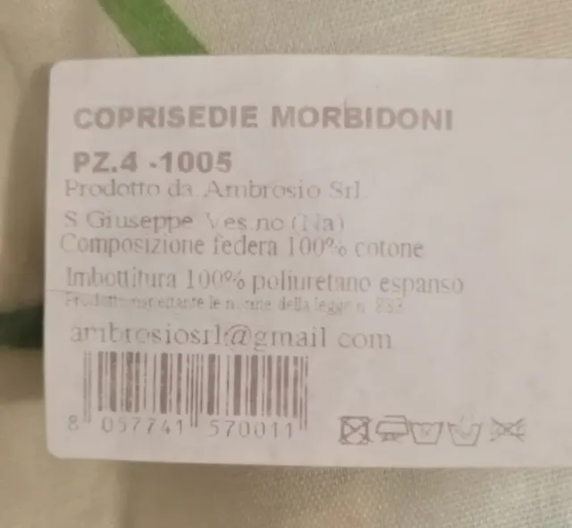 4 coprisedie 100 %cotone. Nuovissimi. Mai usati.