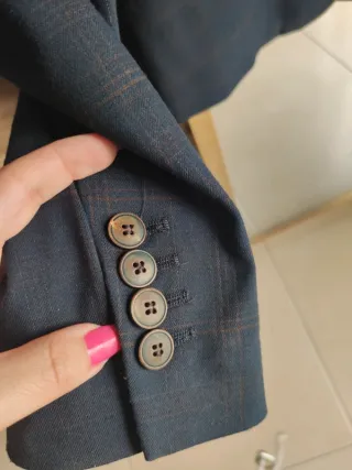 Chaqueta blazer Zara cuadros inglés azul coderas