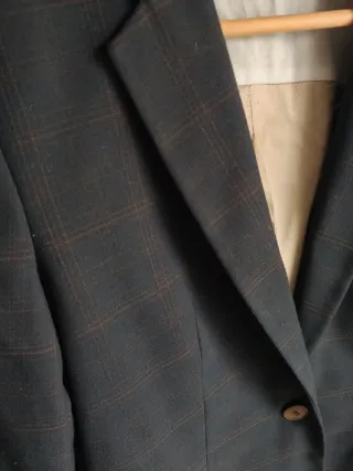 Chaqueta blazer Zara cuadros inglés azul coderas