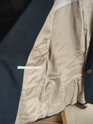 Chaqueta blazer Zara cuadros inglés azul coderas