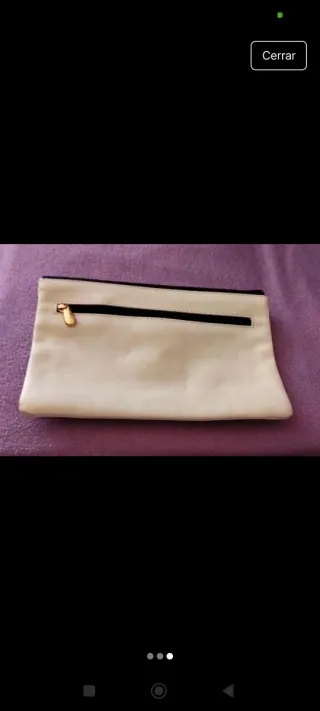 Cartera de piel beige y negra