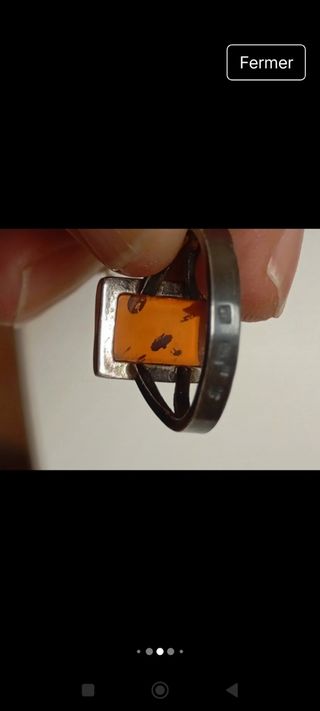 Anillo Plata 925 con Ámbar Rectangular