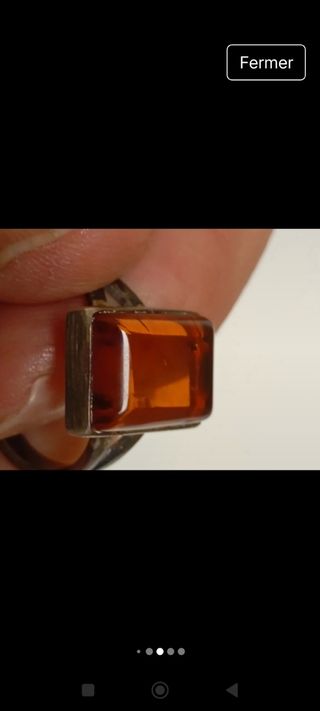 Anillo Plata 925 con Ámbar Rectangular