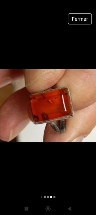 Anillo Plata 925 con Ámbar Rectangular