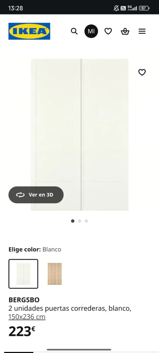 Puertas correderas Bergsbo 2x75 para armario PAX