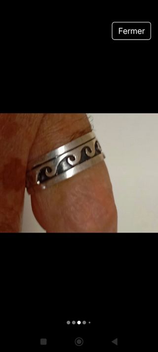 Anillo Plata 925 Diseño Olas