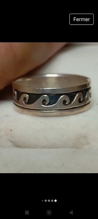 Anillo Plata 925 Diseño Olas