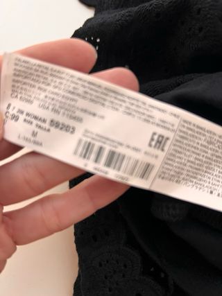 Top Mango Negro Bordado