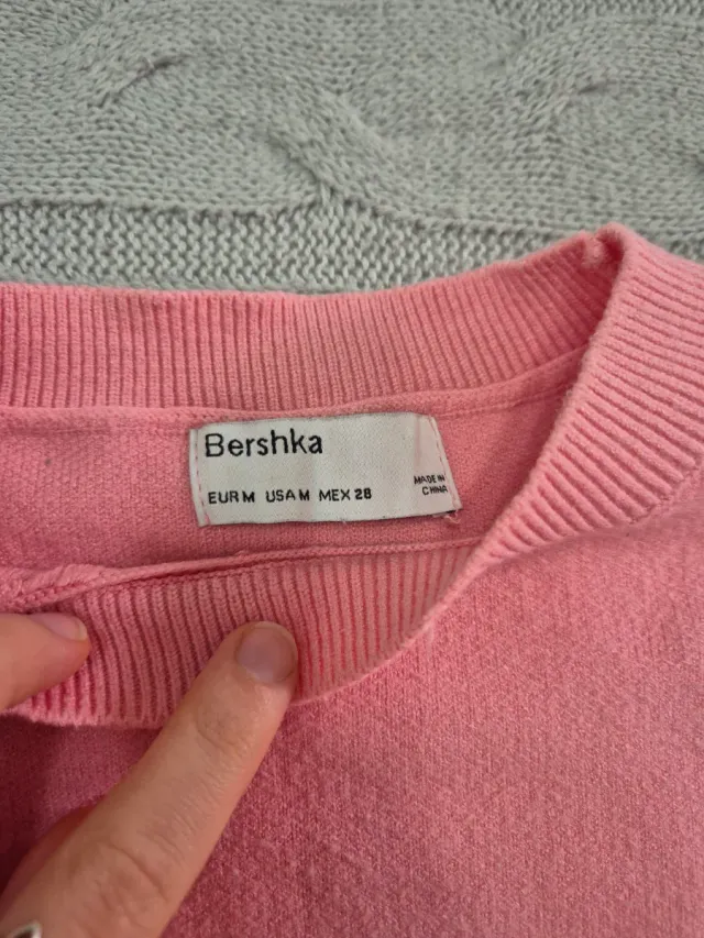 Jersey rosa crop con cordón