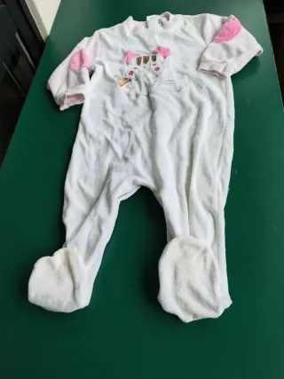 Pijama niña blanco con detalles rosas