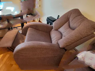 Sofá abatible tela beige/marrón