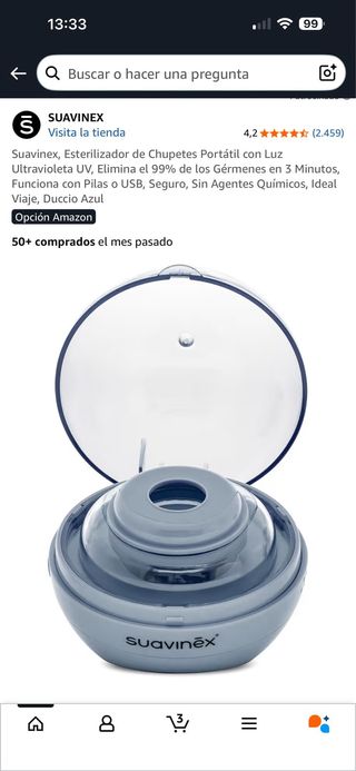 Esterilizador Chupetes Portátil Suavinex