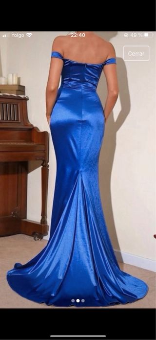 Vestido fiesta azul satinado largo. talla S/M