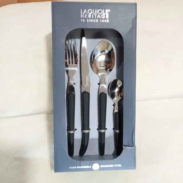 Laguiole Cubiertos Negro/Plata