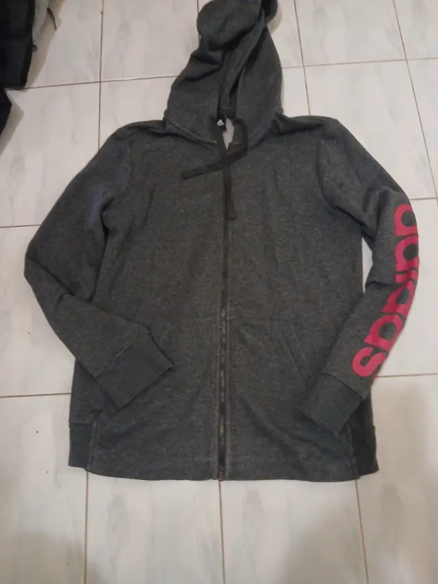 Felpa donna Adidas 48 grigio scritta logo