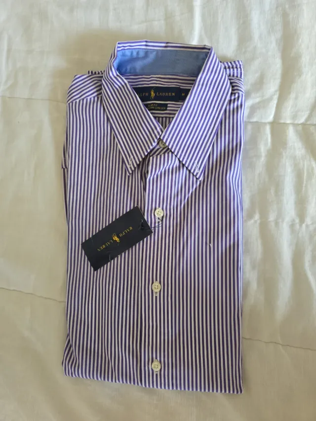 Camisa Ralph Lauren Rayas Morado Talla M