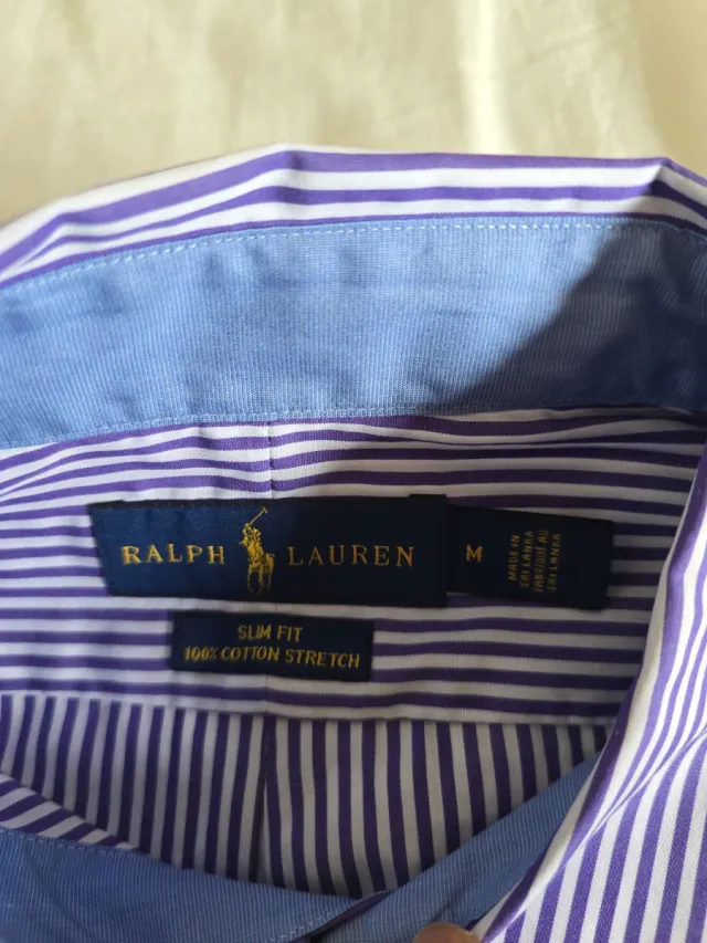 Camisa Ralph Lauren Rayas Morado Talla M