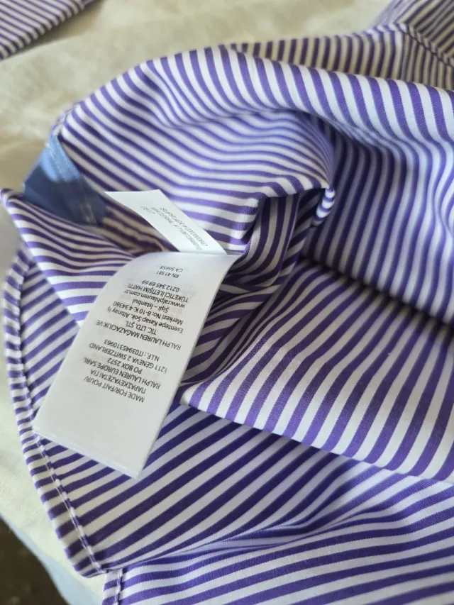 Camisa Ralph Lauren Rayas Morado Talla M