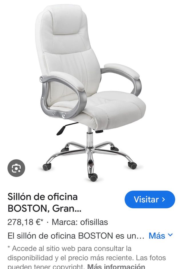 Sillón de oficina blanco base  acero y ruedas