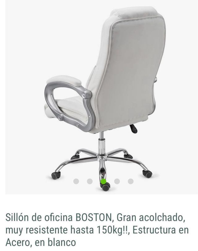 Sillón de oficina blanco base  acero y ruedas