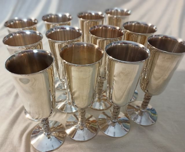 12 Copas de Alpaca Plateadas
